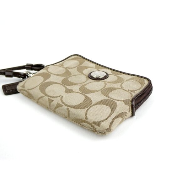 Coach Signature Khaki Mahogany Wristlet - Picture 6 of 14